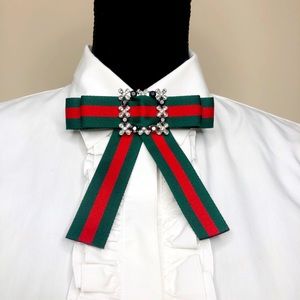 Women Designer Inspired Ribbon Necktie Pin Brooch